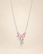 Pink Heart Bow Necklace