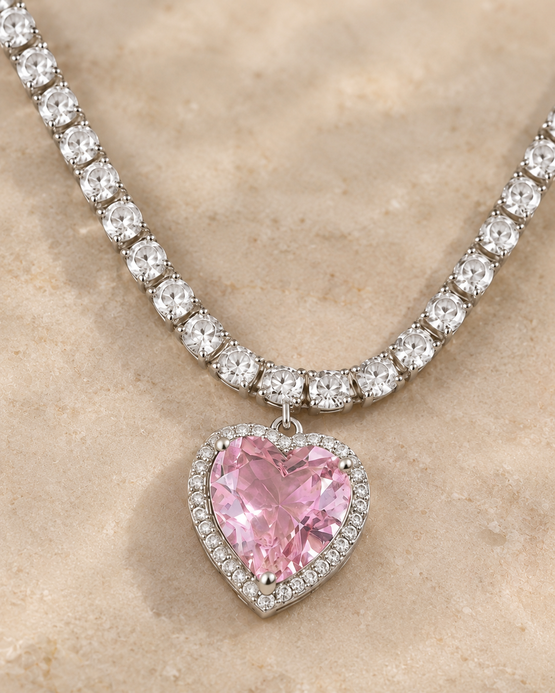 Peach Heart Pink Necklace