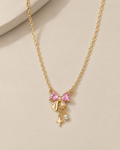 Pink Heart Bow Necklace