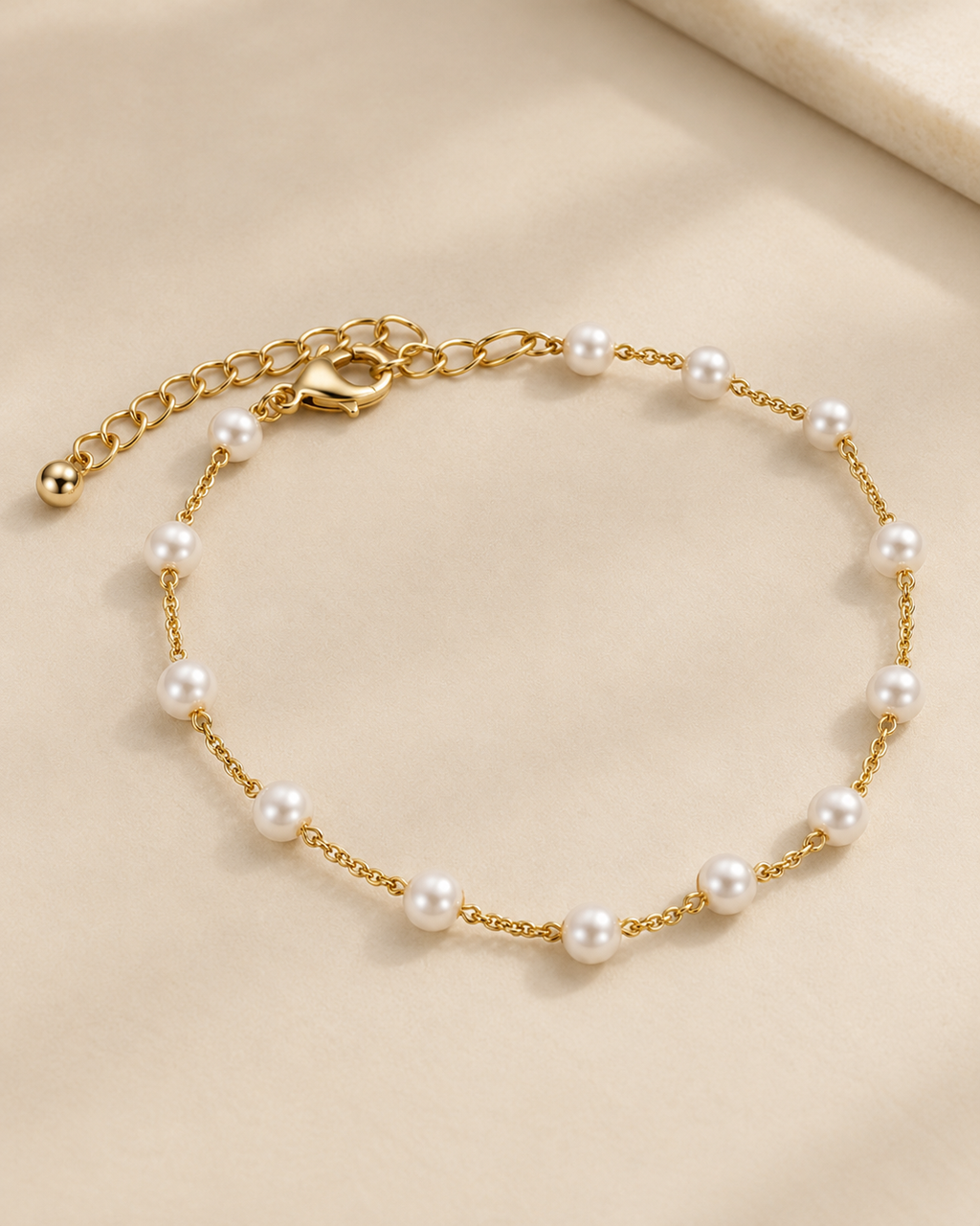 Golden Pearl Charm Bracelet