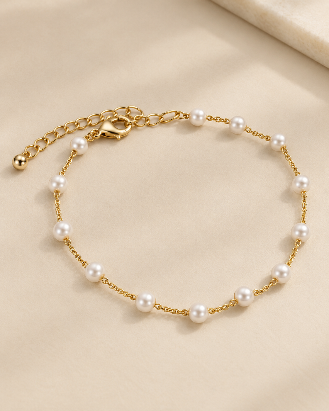Golden Pearl Charm Bracelet