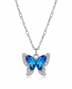 Azure Flutter Crystal Butterfly Necklace