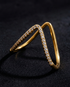 Golden Pavé Curve Ring