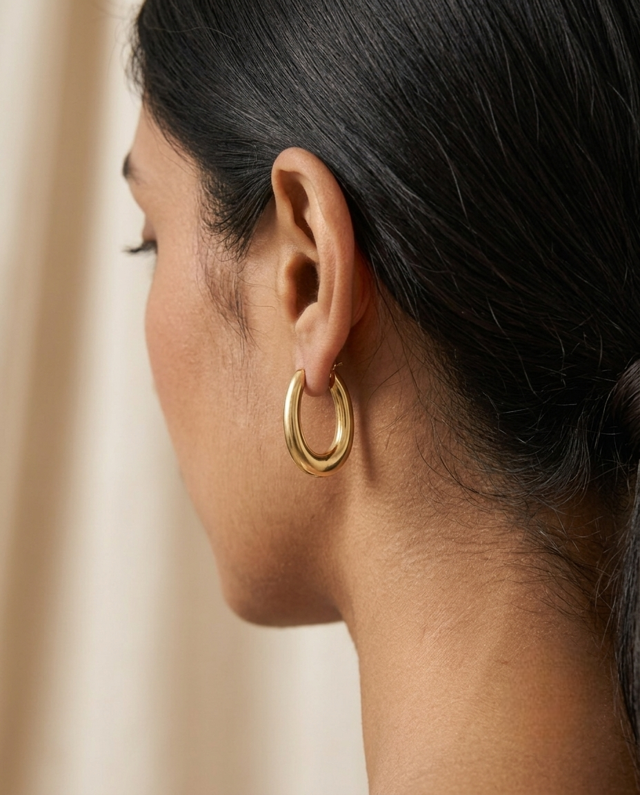 Golden Sculpted Hoop Earrings