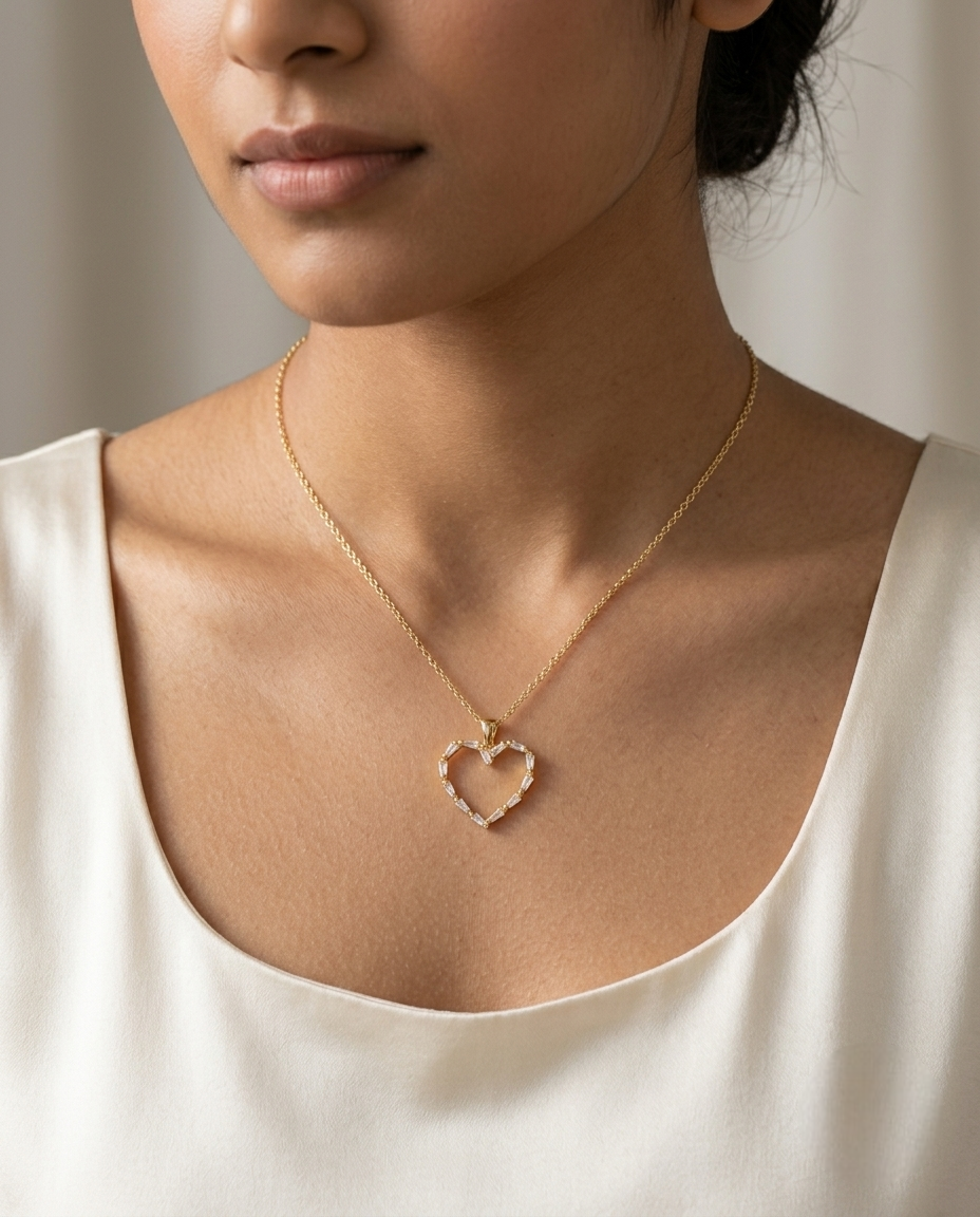 Golden Heart Outline Necklace