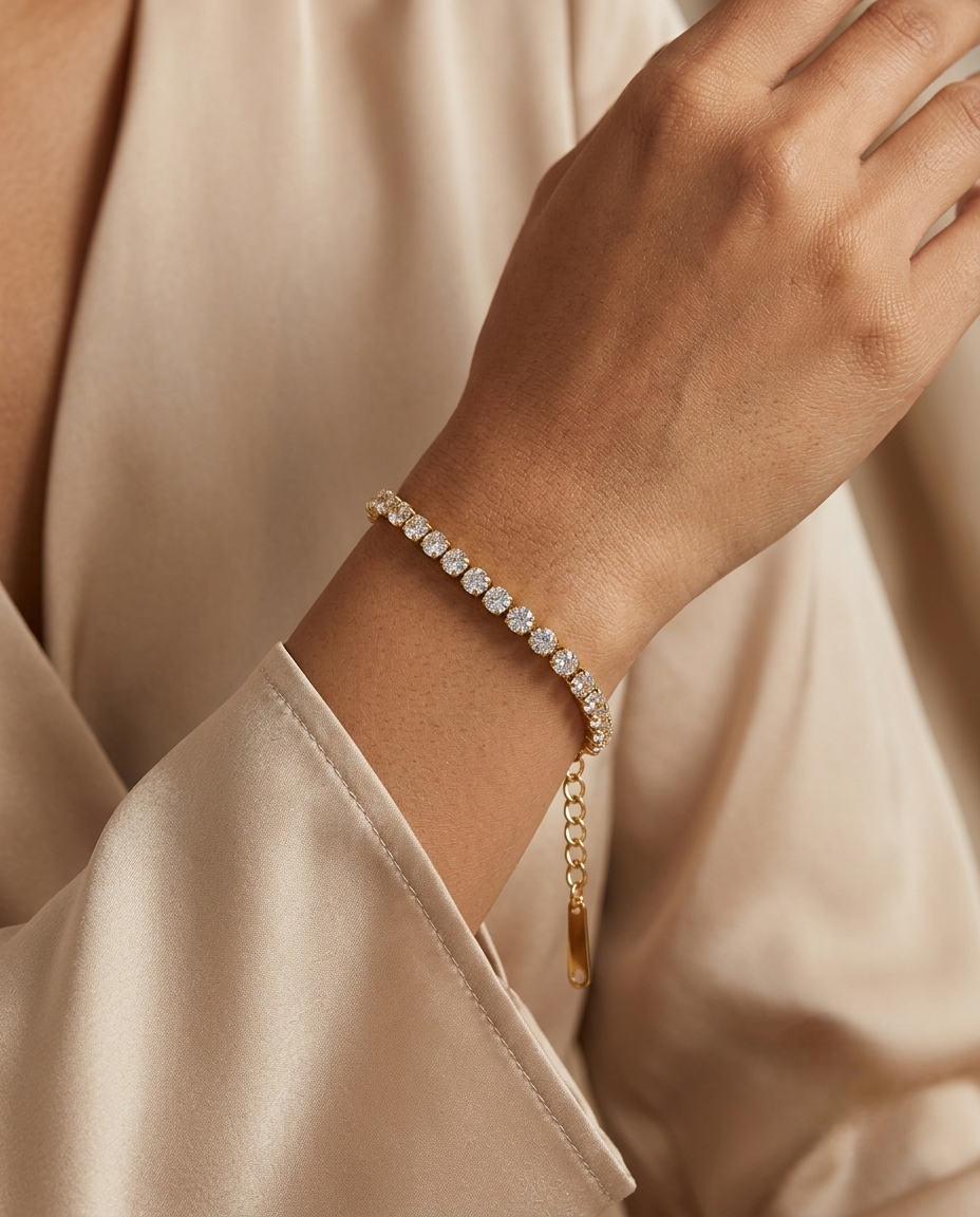 Golden Crystal Tennis Bracelet