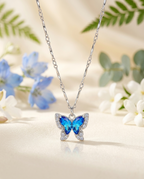 Azure Flutter Crystal Butterfly Necklace