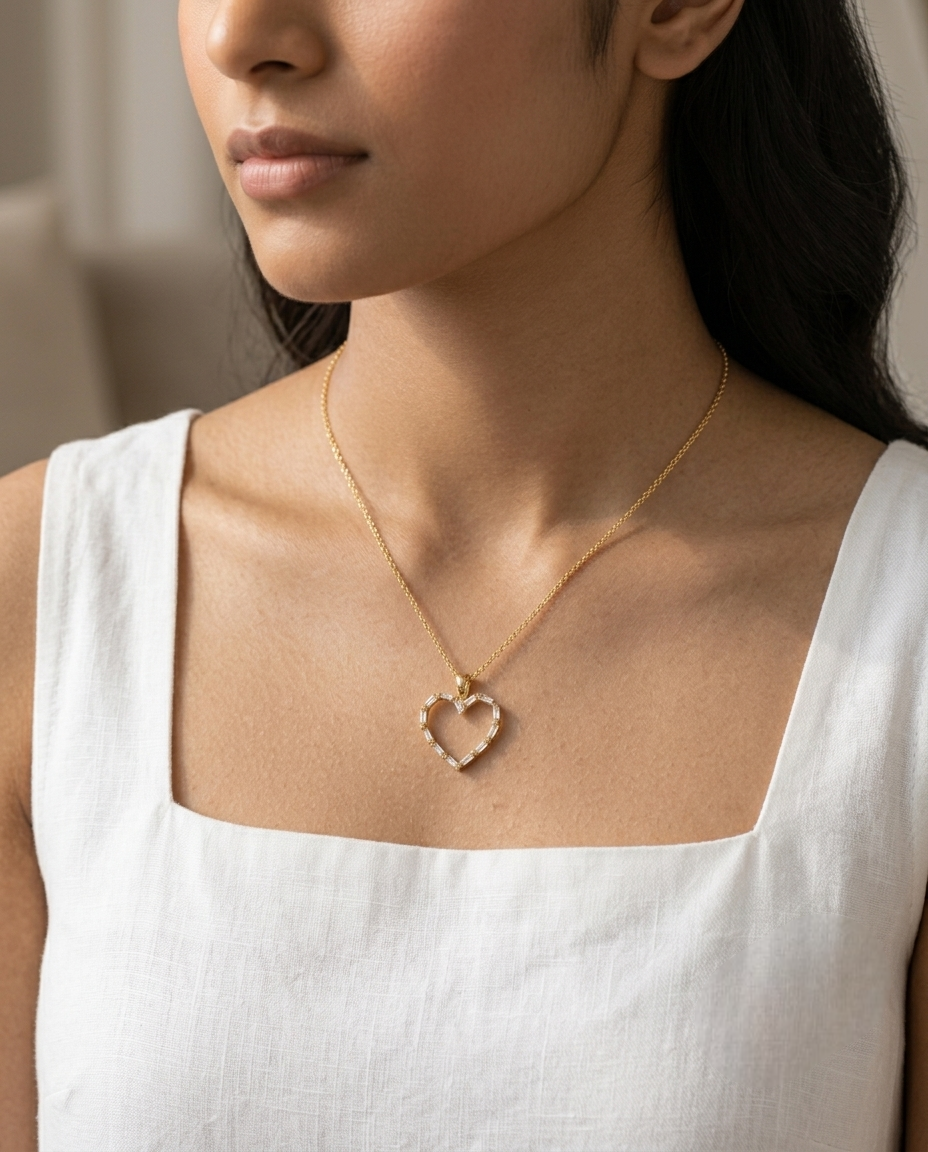 Golden Heart Outline Necklace