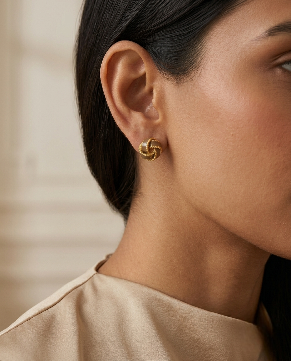 Golden Twist Knot Earrings
