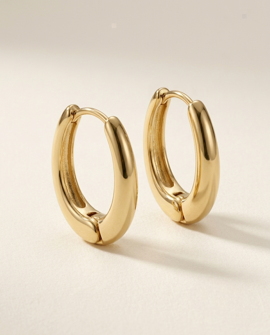Golden Sculpted Hoop Earrings