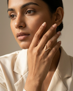 Golden Pavé Curve Ring
