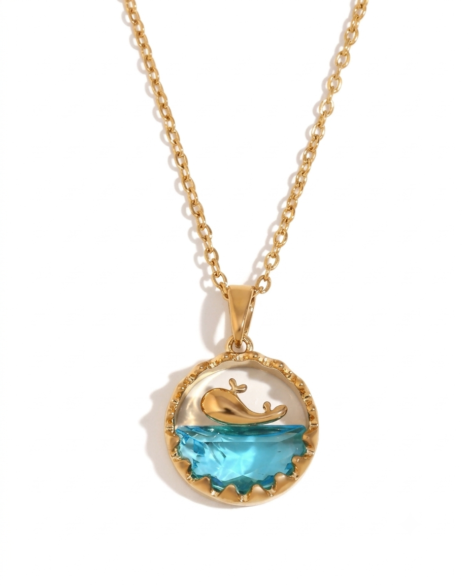 Golden Ocean Whale Necklace