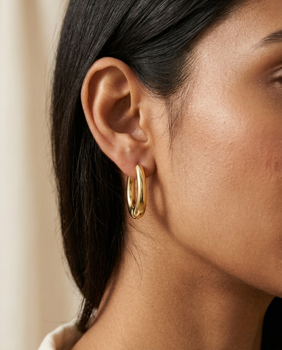 Golden Sculpted Hoop Earrings