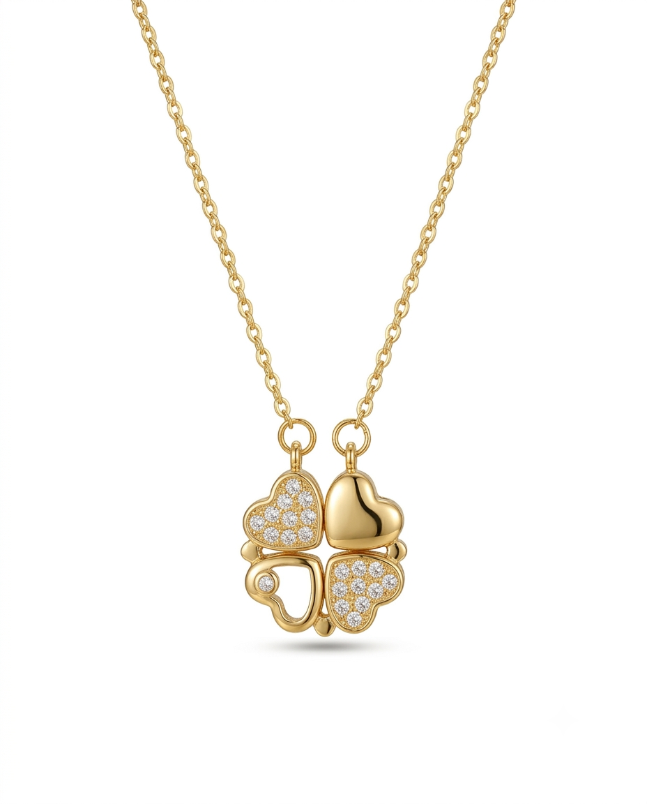 Golden Four-Heart Clover Necklace