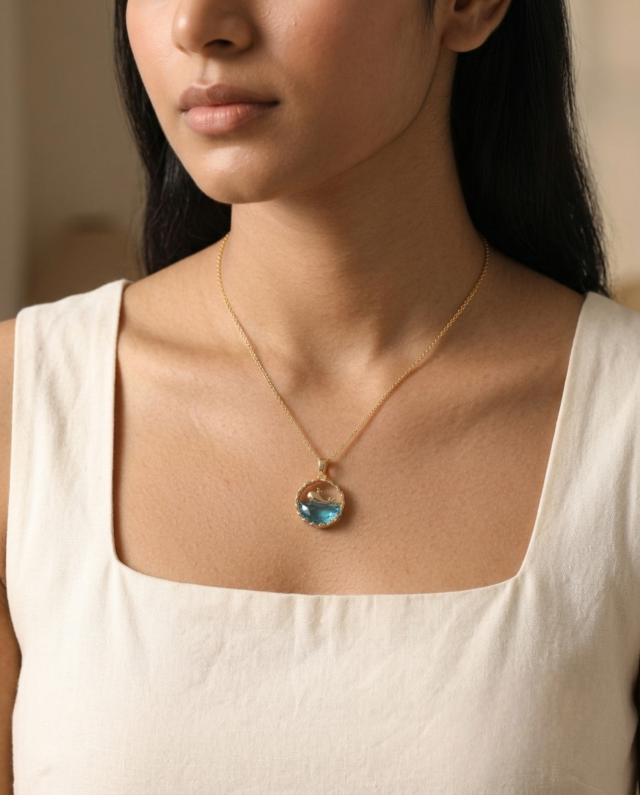 Golden Ocean Whale Necklace