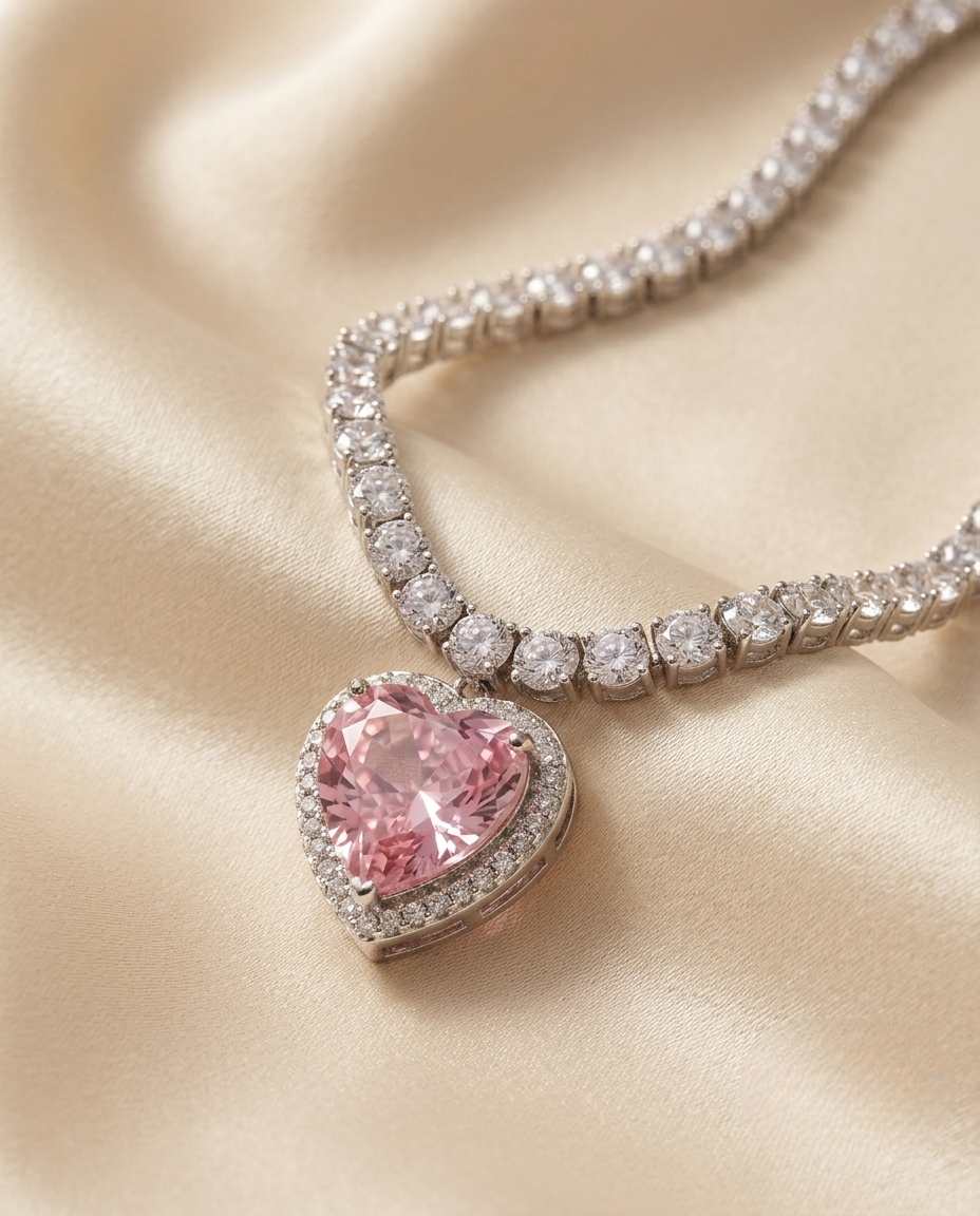 Peach Heart Pink Necklace
