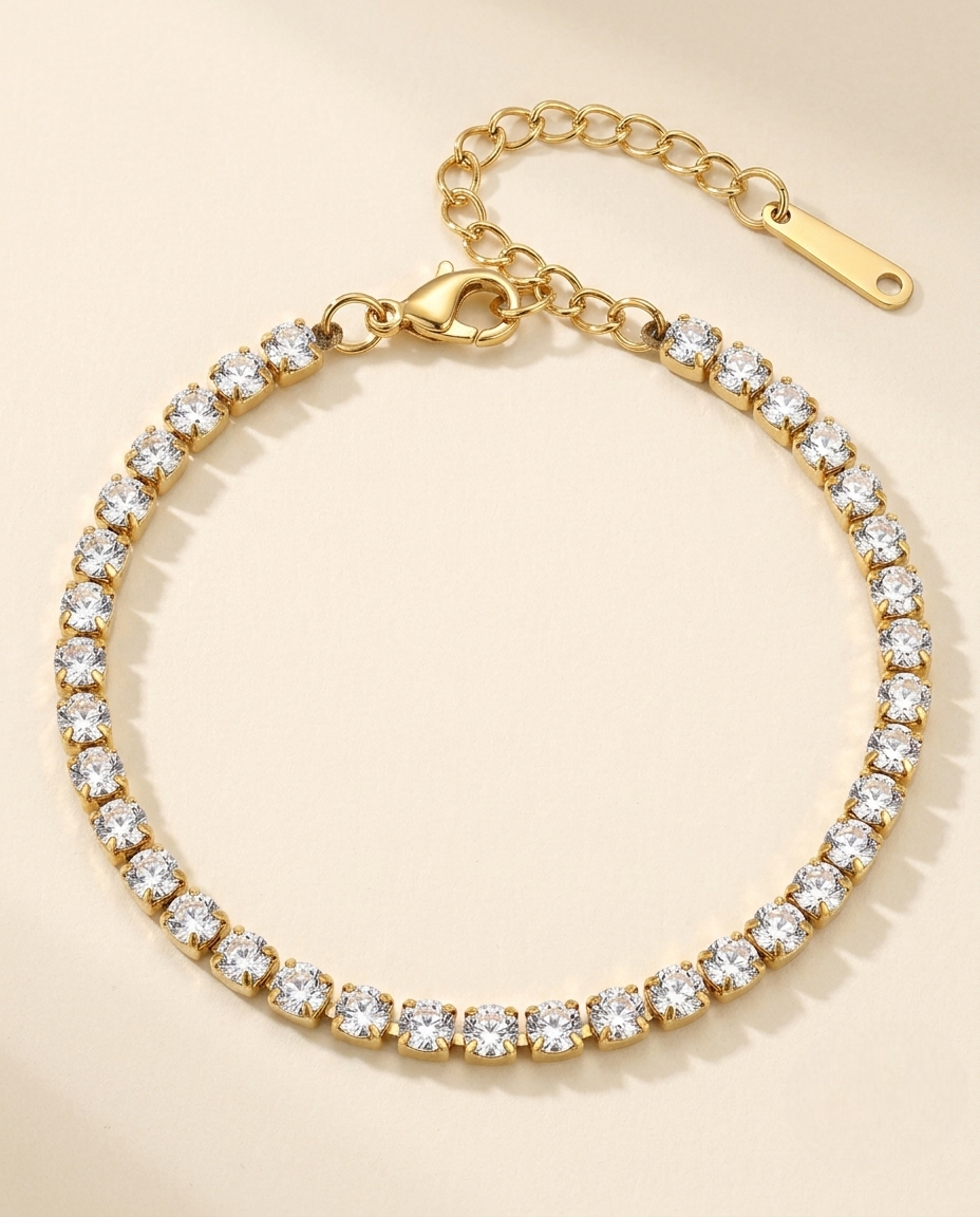 Golden Crystal Tennis Bracelet
