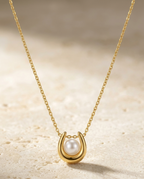Golden Pearl Embrace Necklace