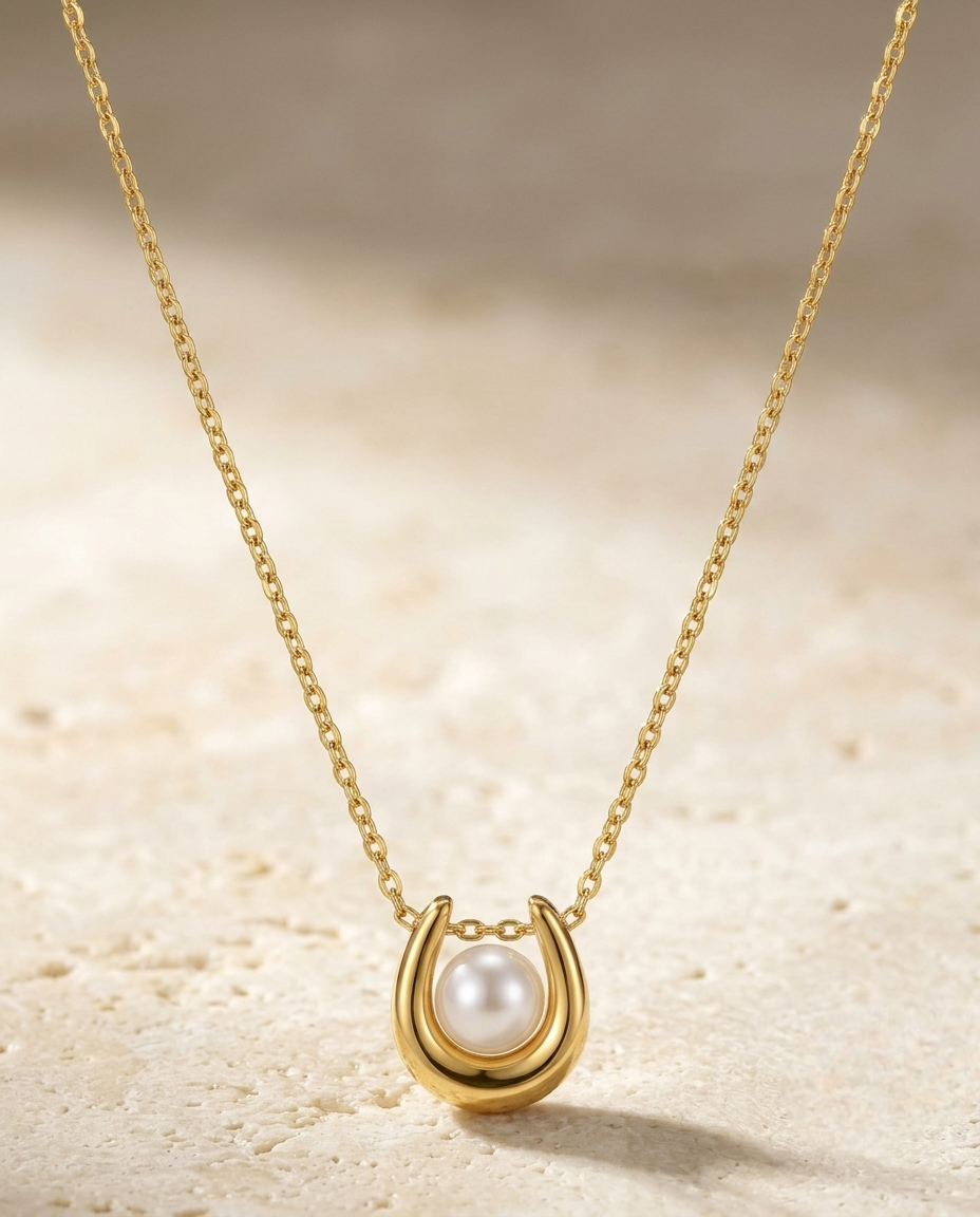 Golden Pearl Embrace Necklace