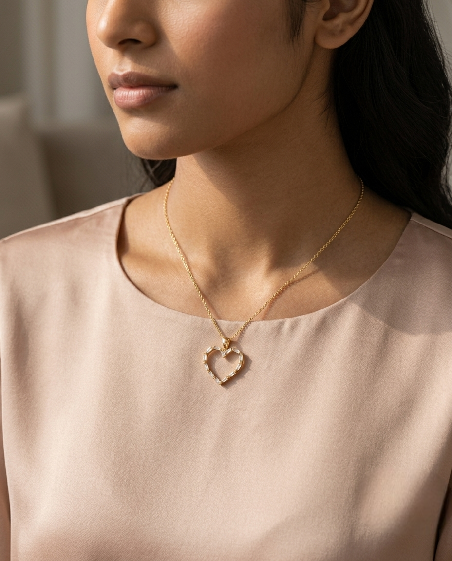 Golden Heart Outline Necklace