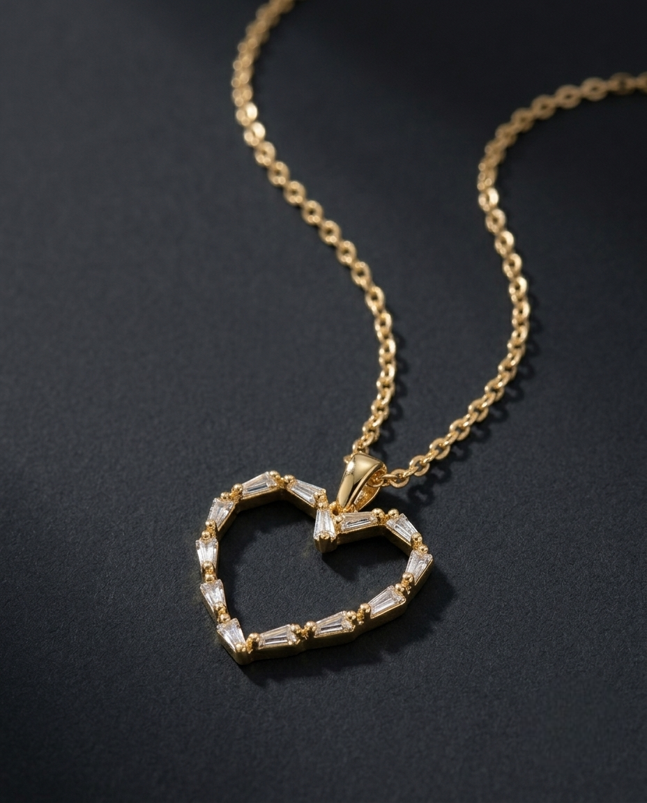 Golden Heart Outline Necklace