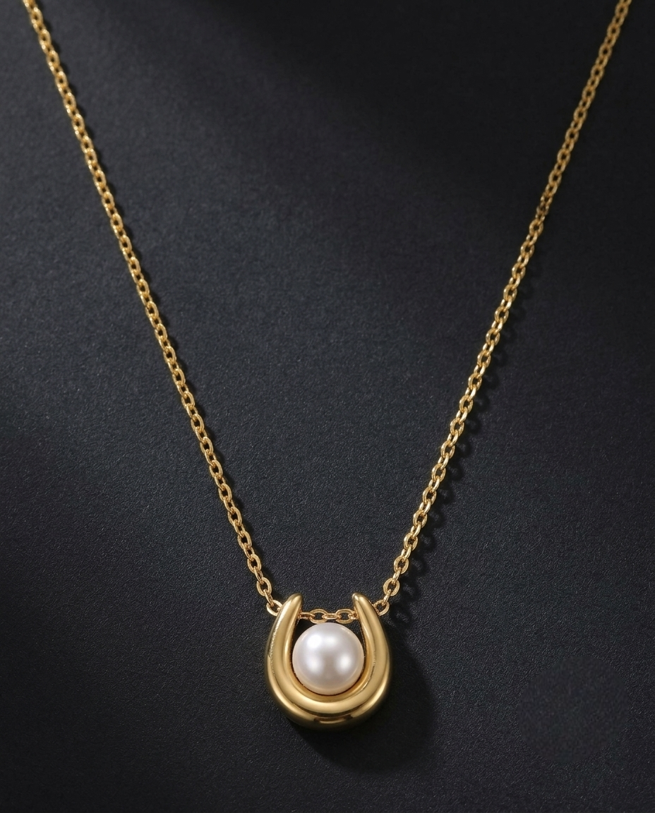 Golden Pearl Embrace Necklace