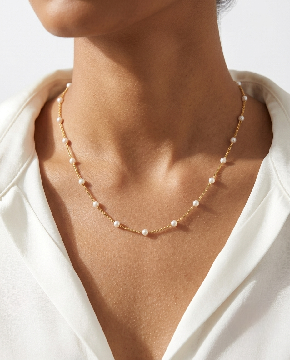 Golden Pearl Elegance Necklace
