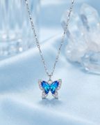 Azure Flutter Crystal Butterfly Necklace