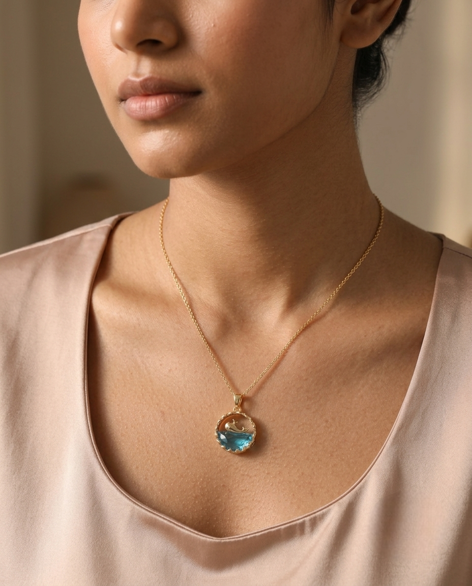 Golden Ocean Whale Necklace