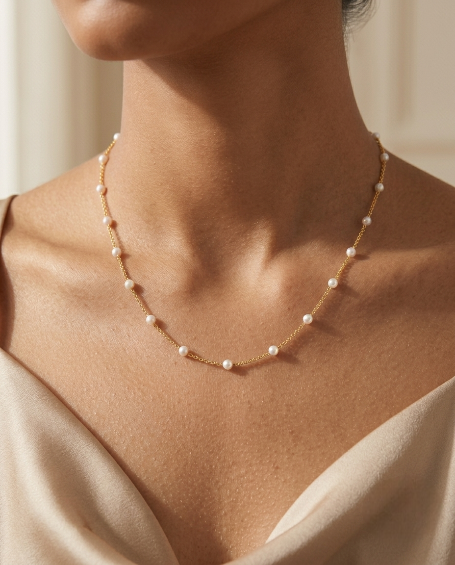 Golden Pearl Elegance Necklace