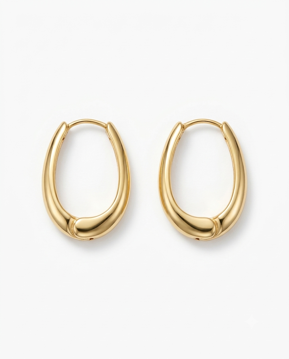 Golden Sculpted Hoop Earrings