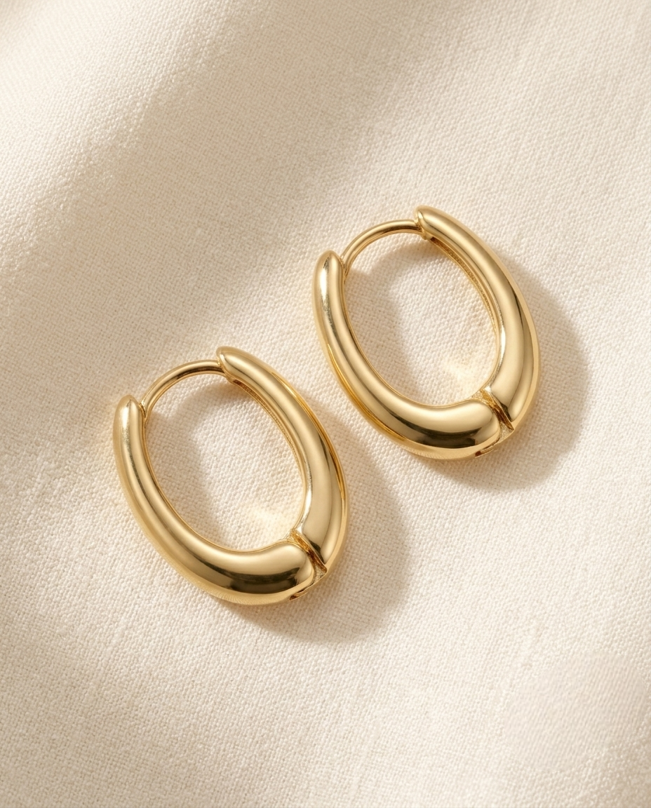 Golden Sculpted Hoop Earrings