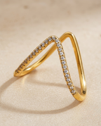 Golden Pavé Curve Ring