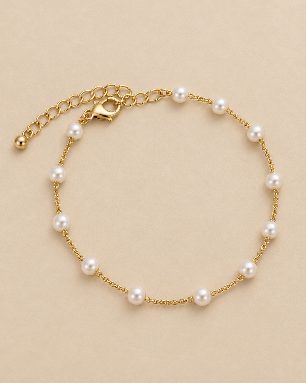 Golden Pearl Charm Bracelet