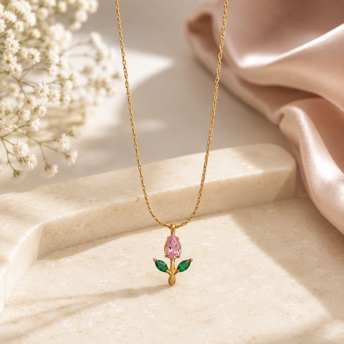 Pink Bloom Floral Necklace