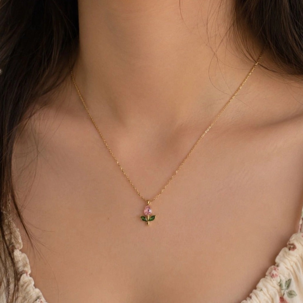 Pink Bloom Floral Necklace
