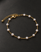 Golden Pearl Charm Bracelet